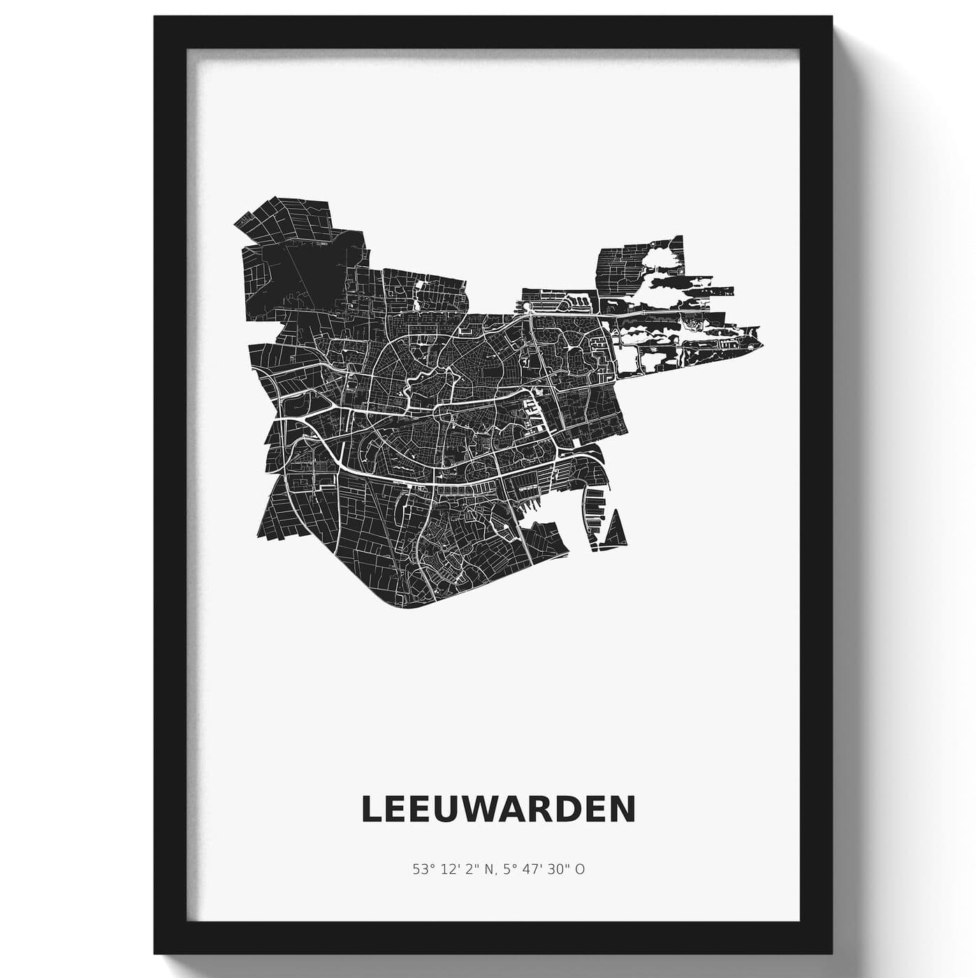 Poster Leeuwarden - Zwart/Wit