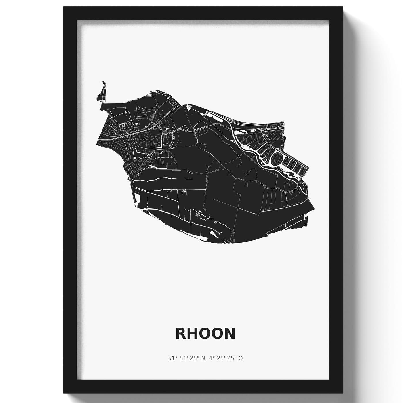Poster Rhoon - Zwart/Wit