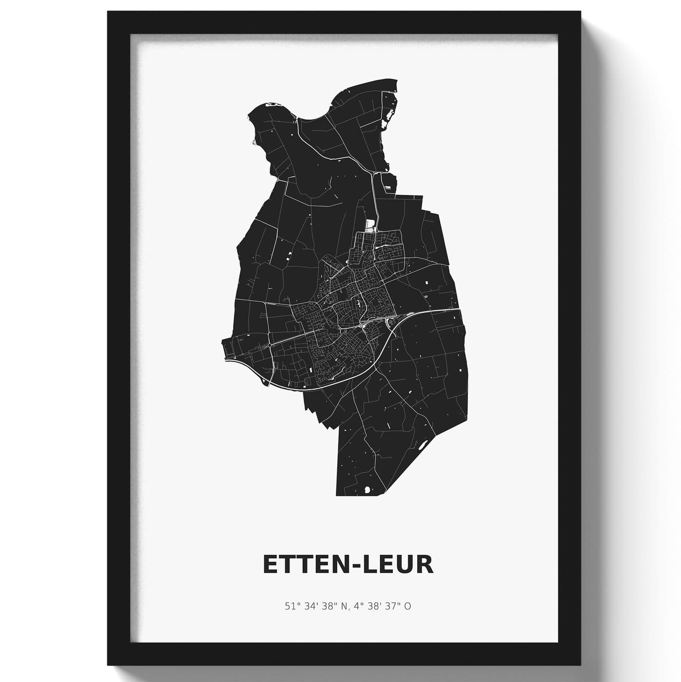 Poster Etten-LeurA4 - 21 x 30 cm - Zwart/Wit