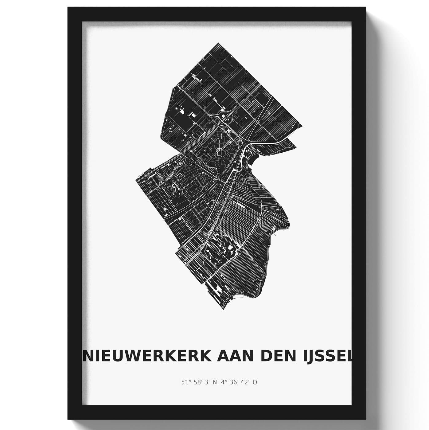 Poster Nieuwerkerk aan den IJssel - Zwart/Wit