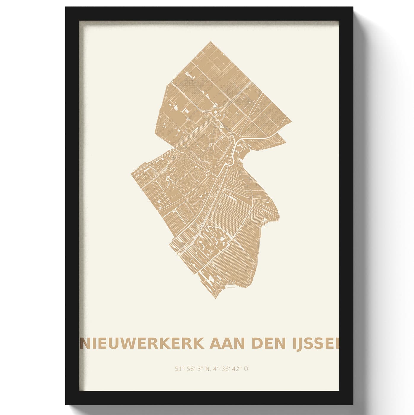 Poster Nieuwerkerk aan den IJssel - Beige